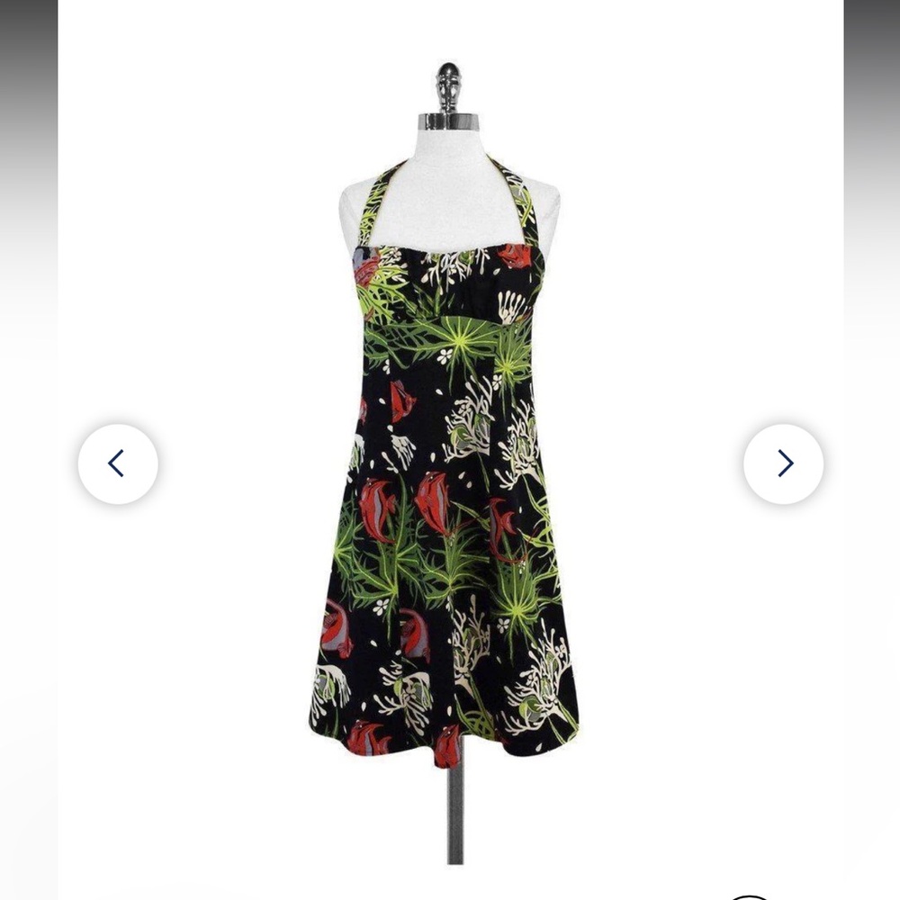Nanette Lepore bustier style print multicolor halter mini dress sz.2